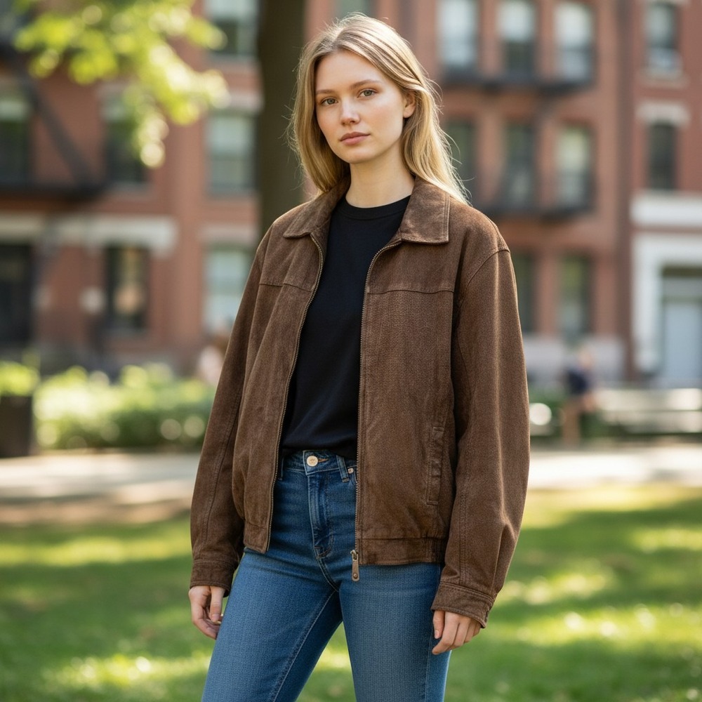 R&R Casuals | Rare VTG 80s Distressed Brown Genuine Leather Bomber Jacket XLT